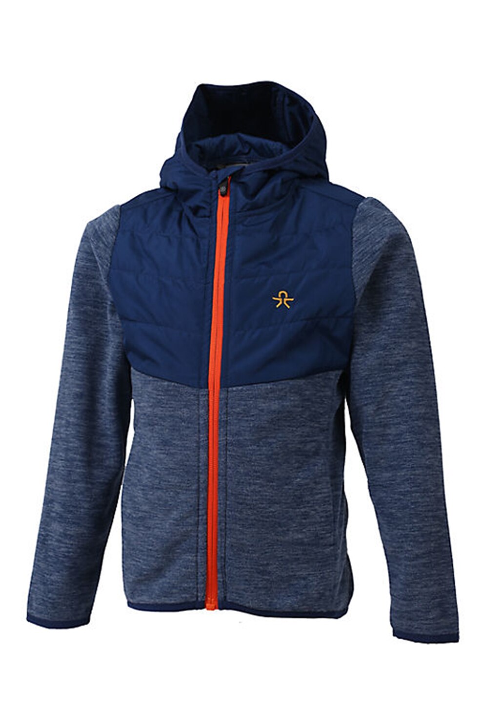 Color Kids, Jacheta cu gluga de micro fleece, Albastru melange/Bleumarin