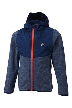 Color Kids, Jacheta cu gluga de micro fleece, Albastru melange/Bleumarin Color Kids, Jacheta cu gluga de micro fleece, Albastru melange/Bleumarin