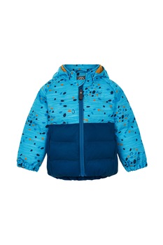Color Kids, Geaca cu gluga, vatelina si imprimeu, Albastru aqua/Albastru inchis Color Kids, Geaca cu gluga, vatelina si imprimeu, Albastru aqua/Albastru inchis