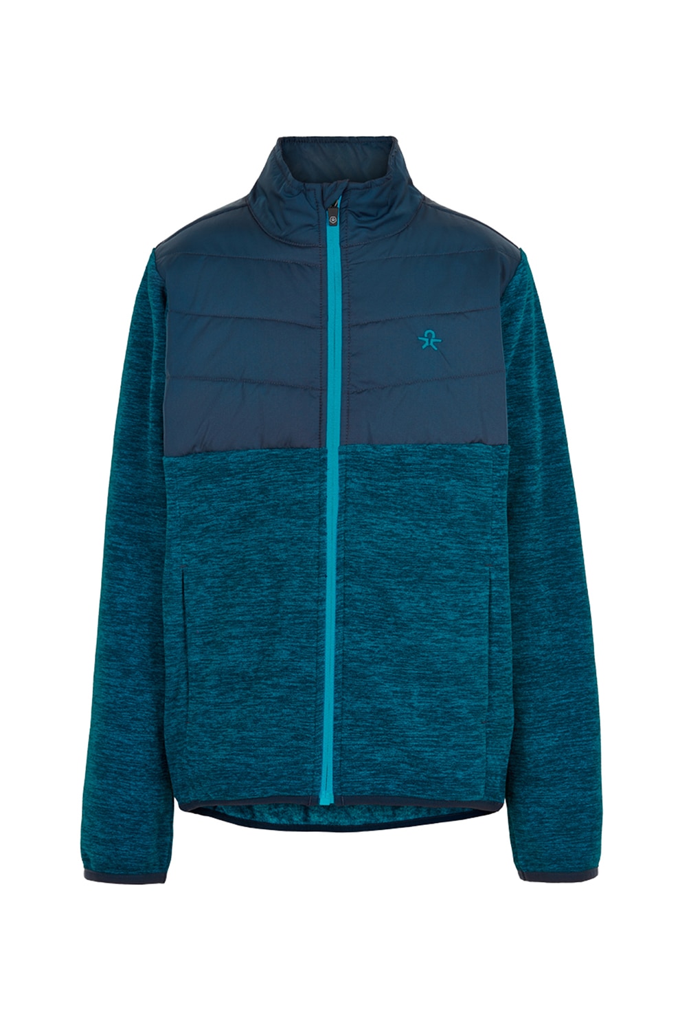 Color Kids, Jacheta de fleece cu buzunare laterale, Verde persan/Bleumarin