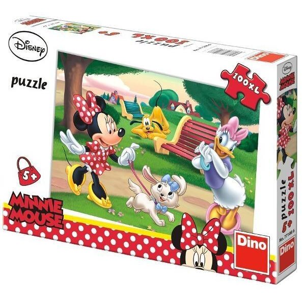 Puzzle XL Minnie Mouse, Pluto si Daisy in parc la joaca, 100 piese