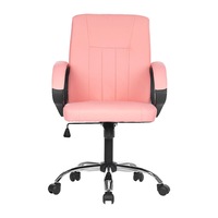 Scaun birou, Inaltime Reglabila, Piele Ecologica, Roti silentioase, Culoare Roz