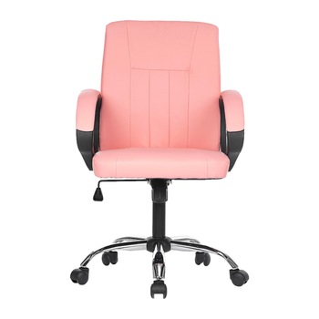 Scaun birou, Inaltime Reglabila, Piele Ecologica, Roti silentioase, Culoare Roz Scaun birou, Inaltime Reglabila, Piele Ecologica, Roti silentioase, Culoare Roz