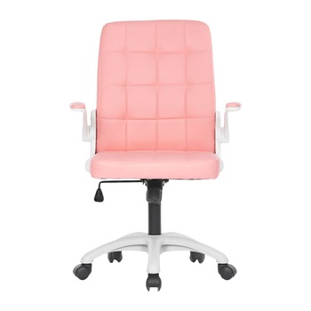 Scaun de birou, Brate reglabile, Piele ecologica, Roti silentioase, Roz Scaun de birou, Brate reglabile, Piele ecologica, Roti silentioase, Roz
