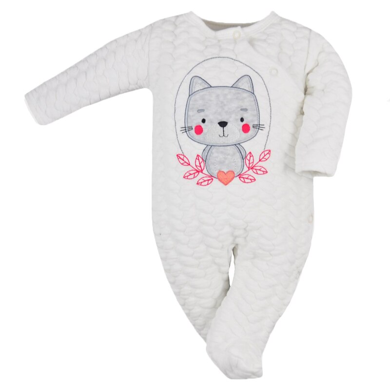 Salopeta cu maneca lunga pentru fete Koala Psotka 05-700A, Alb, 80 cm