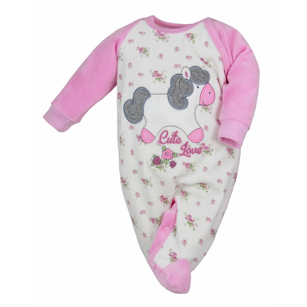 Salopeta cu maneca lunga pentru fete Koala Zabawka 05-325R, Roz, 74 cm