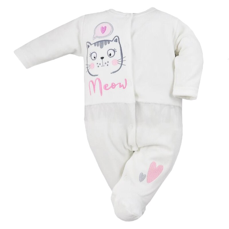 Salopeta cu maneca lunga pentru fete Koala Miau 07-440A, Alb, 68 cm