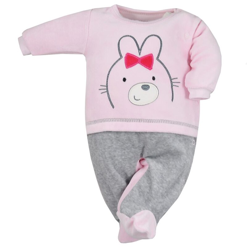 Salopeta plusata cu maneca lunga pentru fete Koala 07-576A, Multicolor, 68 cm