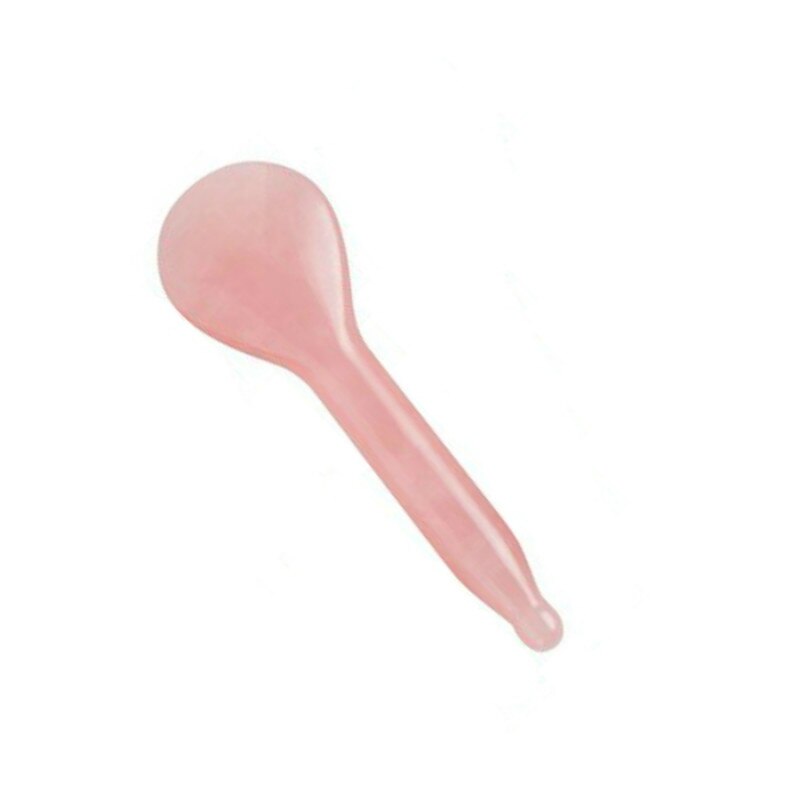Piatra Gua Sha din Cuart roz pentru masaj, model Lingura - 10,5 cm