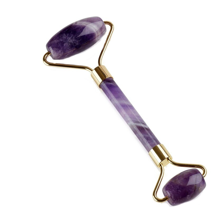 Rola dubla din ametist pentru masaj, 15 cm