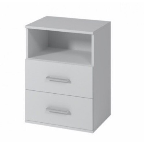 Noptiera Moon cu 2 Sertare, 48x64.5x35 cm, Pal 18mm, Alb