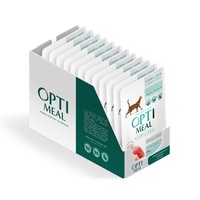 Hrana umeda pentru pisici sterilizate, Optimeal, Curcan si Pui, 12*0,085kg