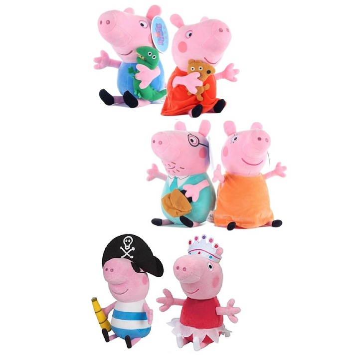 Комплект 6 плюшени играчки Peppa Pig 15 см