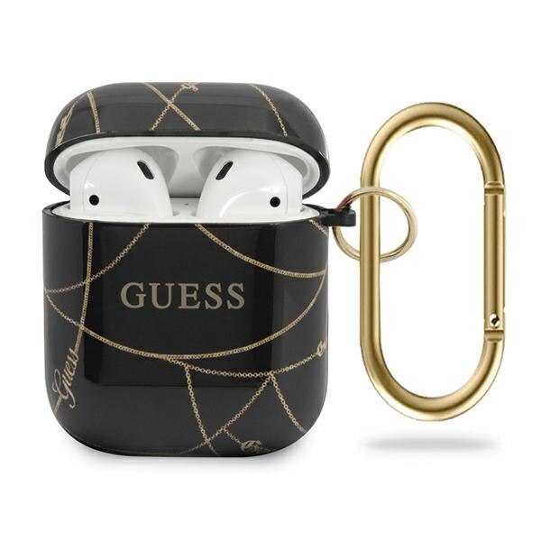 Husa cu holder pentru AirPods Guess Chain Black