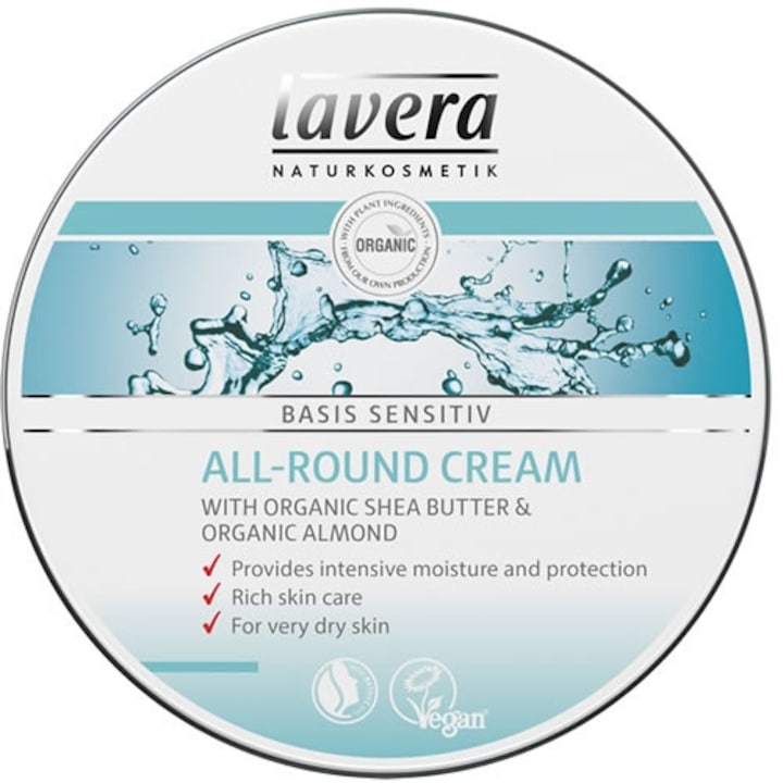 Crema hidratanta multifunctionala cu unt de shea Basis Sensitiv, 150ml - LAVERA