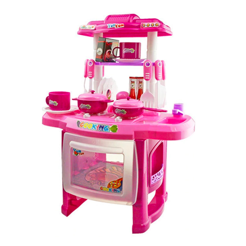 Bucatarie Completa cu sunete si lumini si 21 de accesorii, 1800, roz - Krista®
