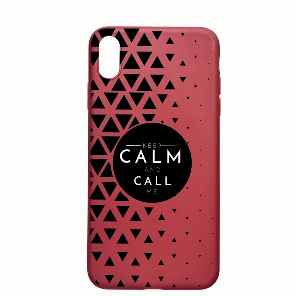 Husa Apple iPhone XS Max, Keep Calm, rezistenta la uzura, anti-alunecare, din silicon Premium, Pomegranate 2
