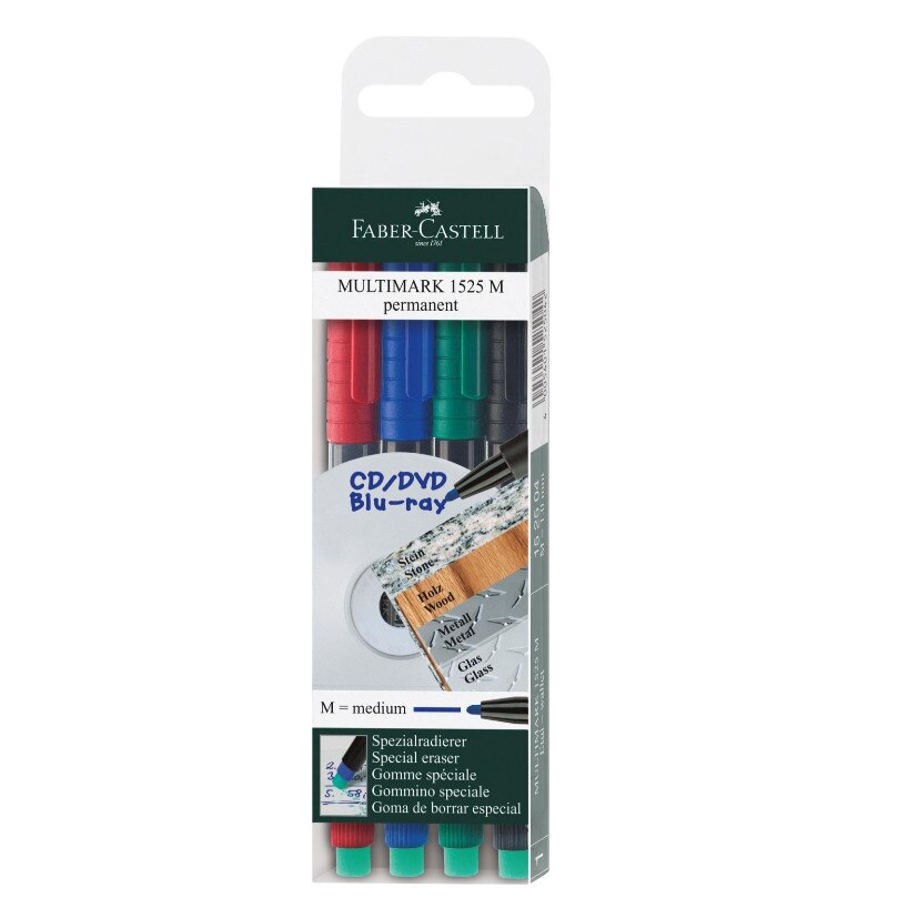 Set 4 culori Marker Permanent M Multimark Faber-Castell
