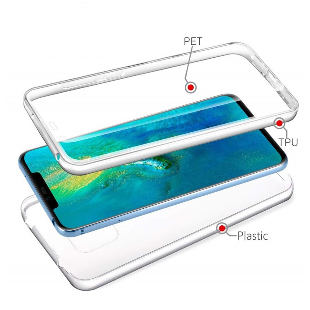 Husa 360° pentru Huawei P Smart Z - Fata+Spate (2 in 1), silicon si plastic, iShield Full Body - Transparenta Transparent Bumper
