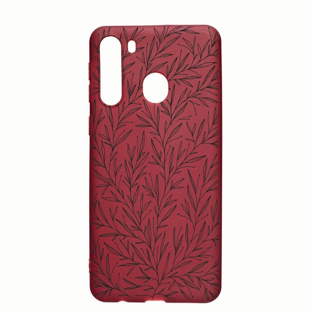 Husa Samsung Galaxy A21, Leaf, rezistenta la uzura, anti-alunecare, din silicon Premium, Pomegranate 17