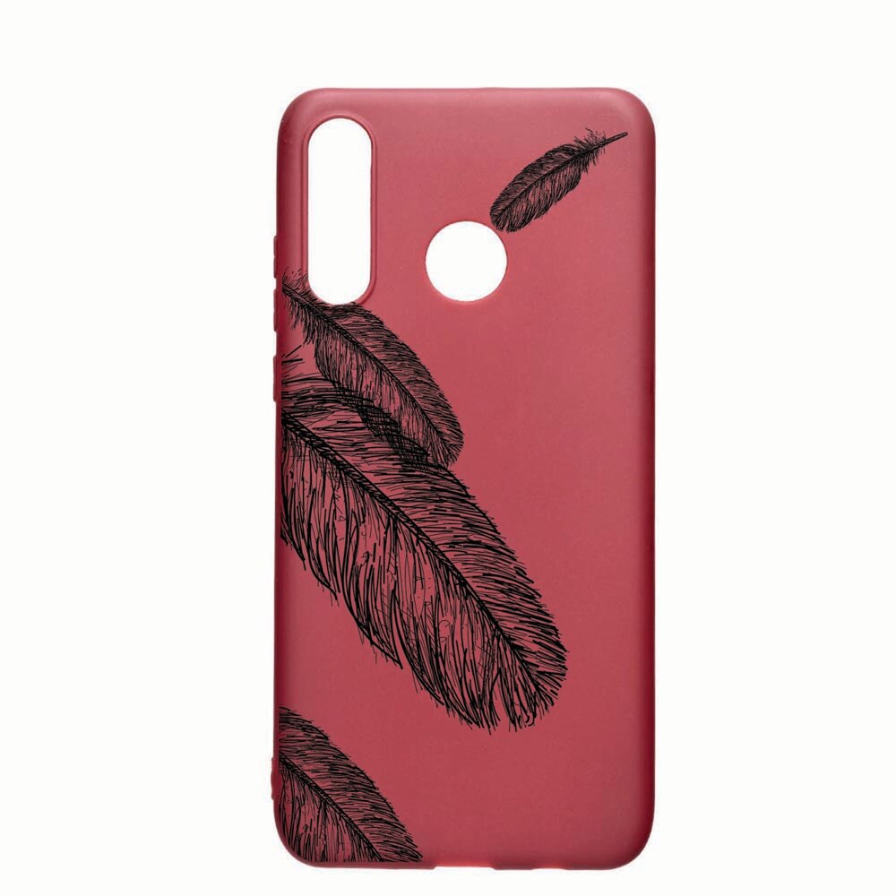 Husa Huawei P30 Lite, Feather, rezistenta la uzura, anti-alunecare, din silicon Premium, Pomegranate 18