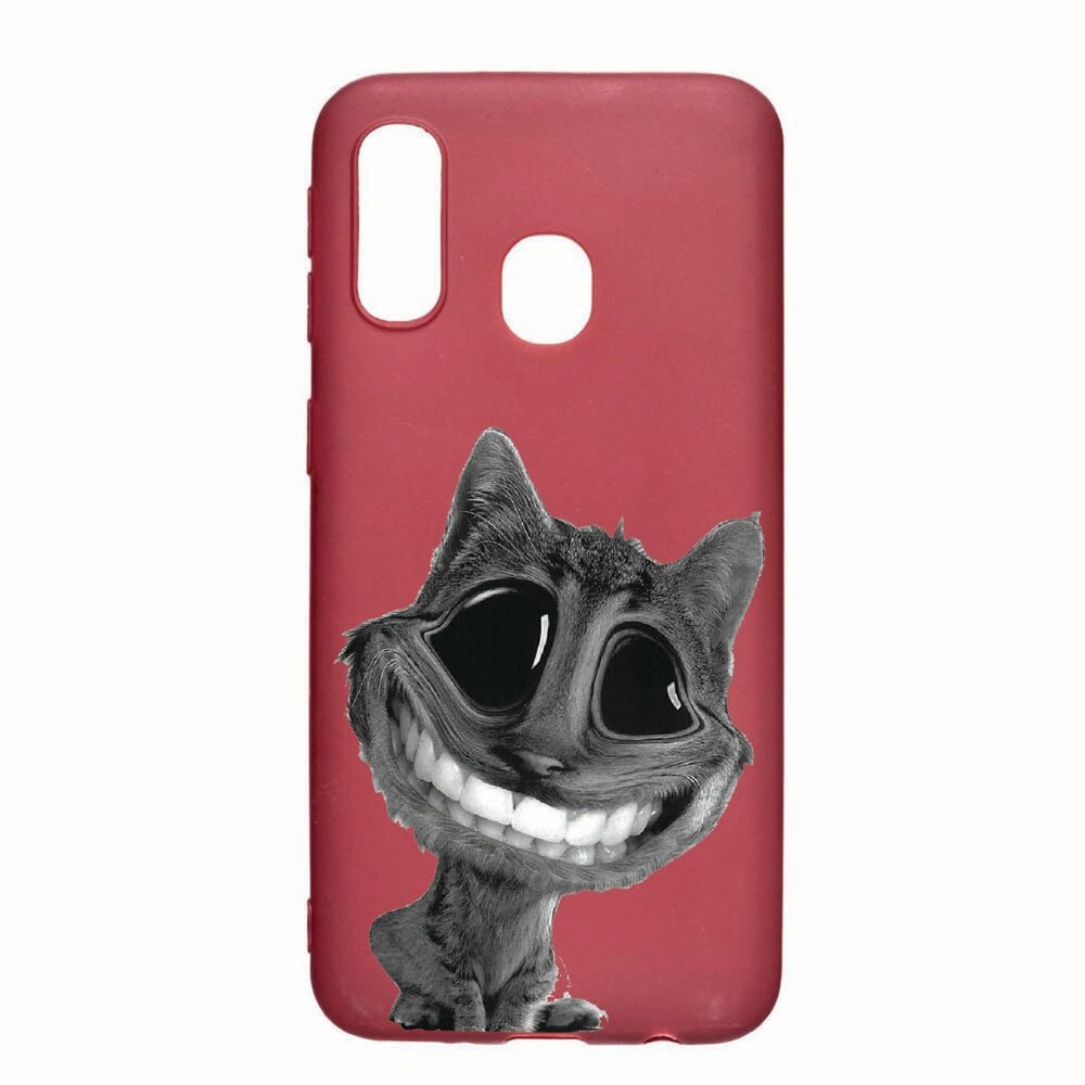 Husa Samsung Galaxy A20e, Crazy Cat, rezistenta la uzura, anti-alunecare, din silicon Premium, Pomegranate 20