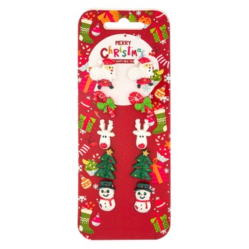 Set 10 cercei decorativi pentru copii de Craciun, Lioness, 2 cm Set 10 cercei decorativi pentru copii de Craciun, Lioness, 2 cm