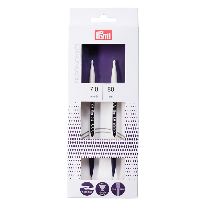 Andrele circulare, de 7 mm, lungime 80 cm, Prym Ergonomics