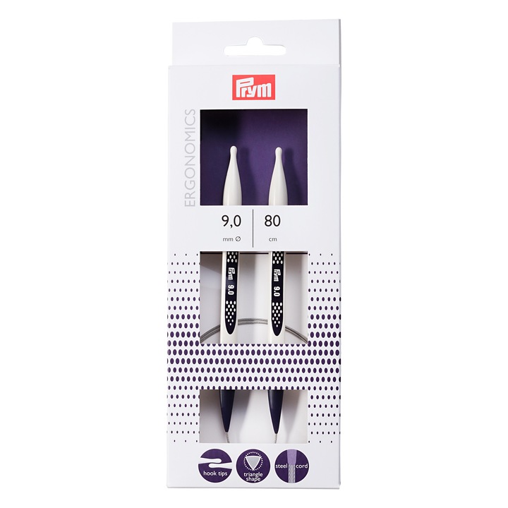 Andrele circulare, de 9 mm, lungime 80 cm, Prym Ergonomics