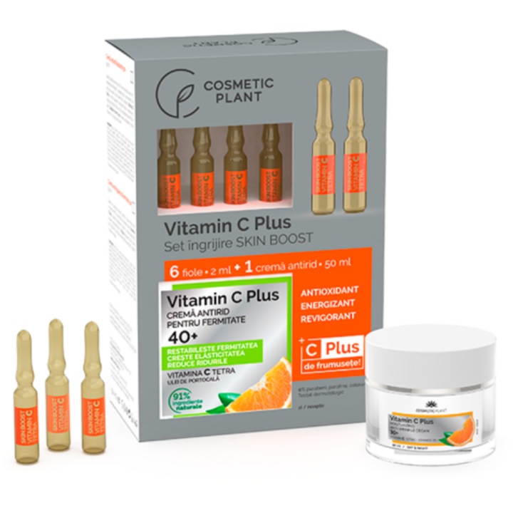 COSMETIC PLANT, Set Vitamin C Plus (Crema Antirid 40+ pentru Fermitate 50ml + Fiole cu Vitamina C Tetra 6*2ml)
