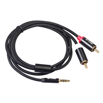 Cablu audio 2 RCA tata la Jack 3.5 mm pentru telefon, PC, Notebook, tableta, MP4, 1 m, negru, BBL1850 Cablu audio 2 RCA tata la Jack 3.5 mm pentru telefon, PC, Notebook, tableta, MP4, 1 m, negru, BBL1850