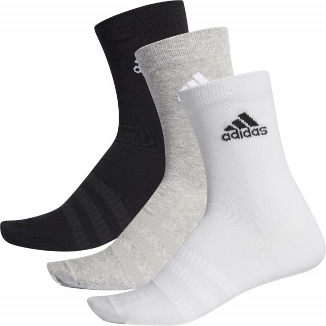 Set 3 perechi sosete Adidas Light Crew, Alb/Gri/Negru