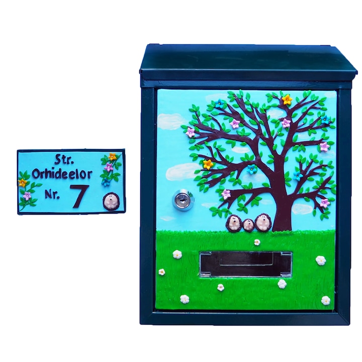 Комплект пощенска кутия и уличен номер, тъмнозелен, 300x215x70 mm, марка Tracolla Handmade