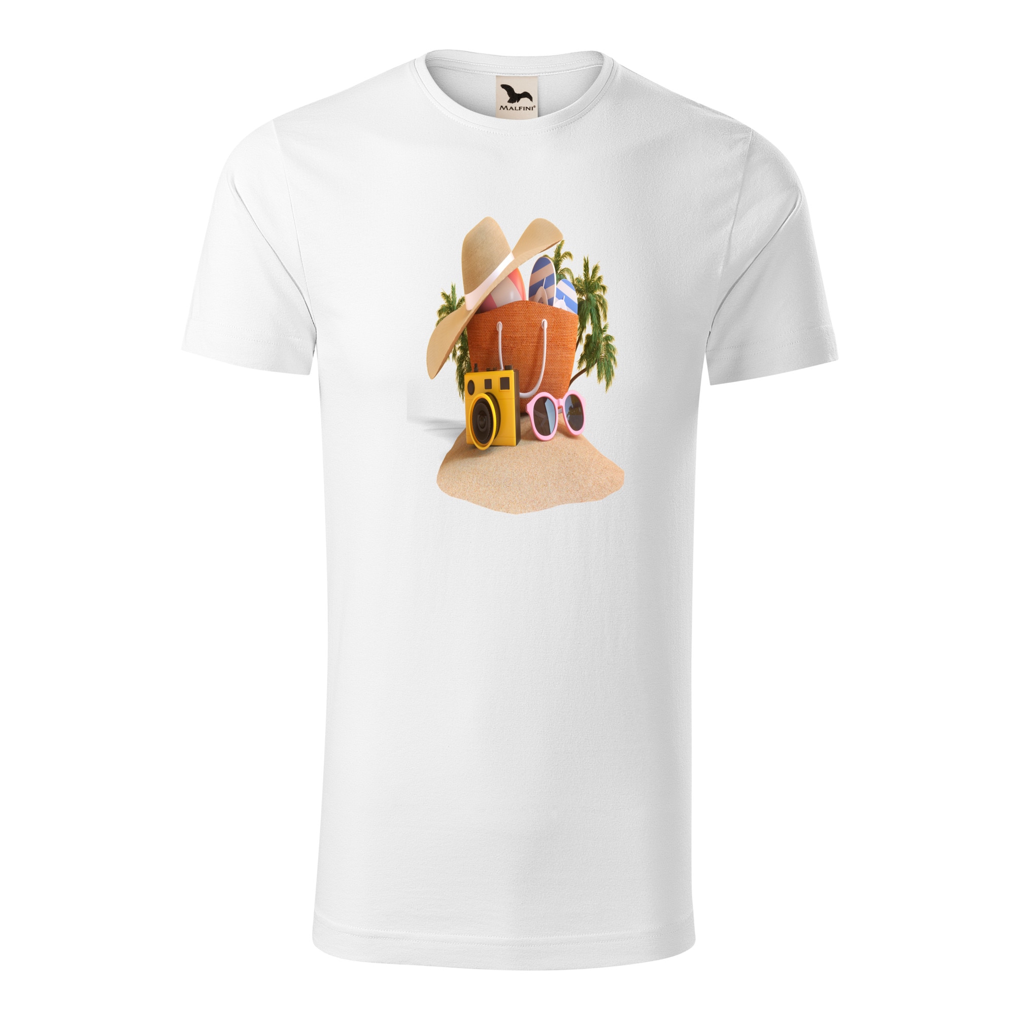 Tricou barbati clasic, Malfini, Beach Lover, Alb, L