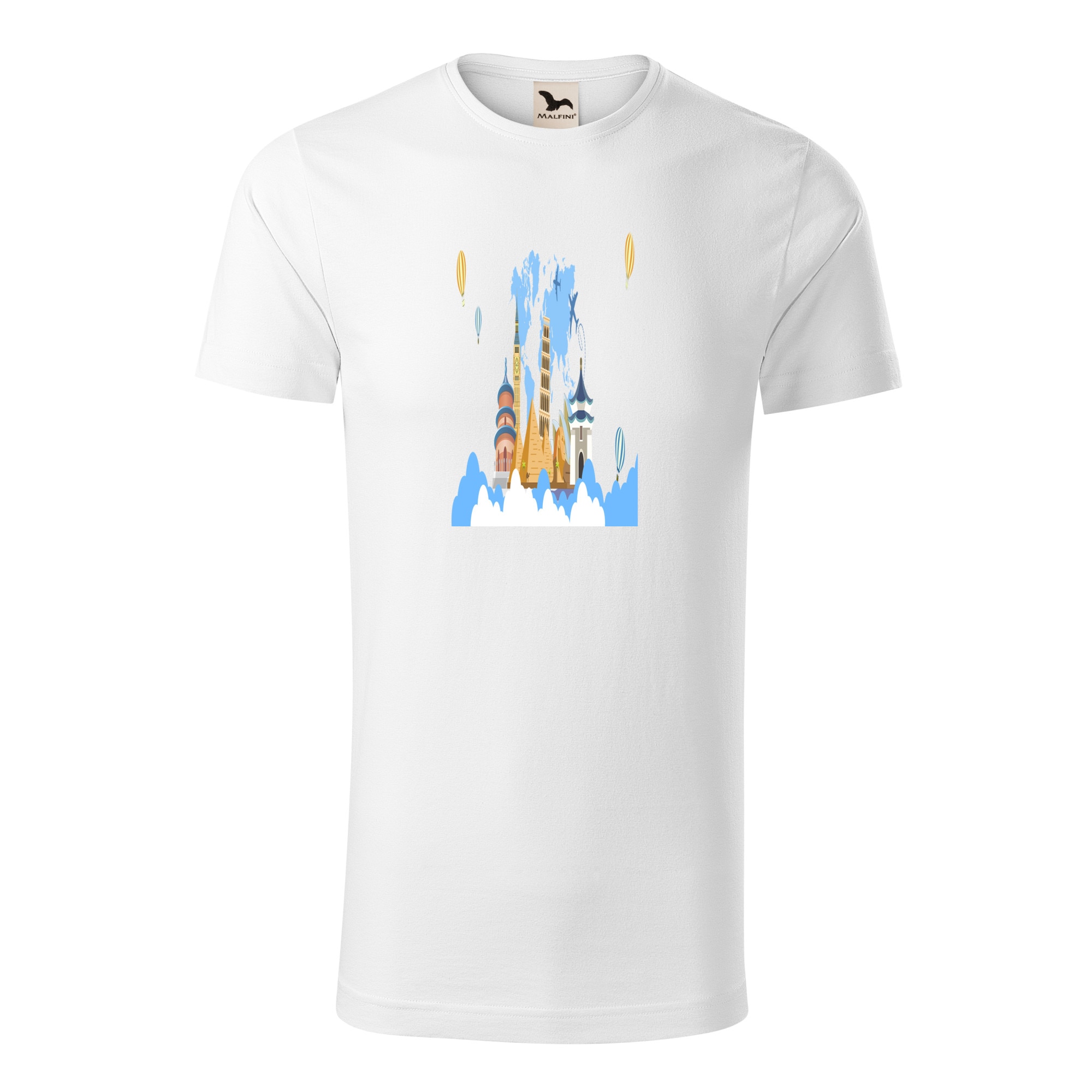 Tricou barbati clasic, Malfini, See The World, Alb, L
