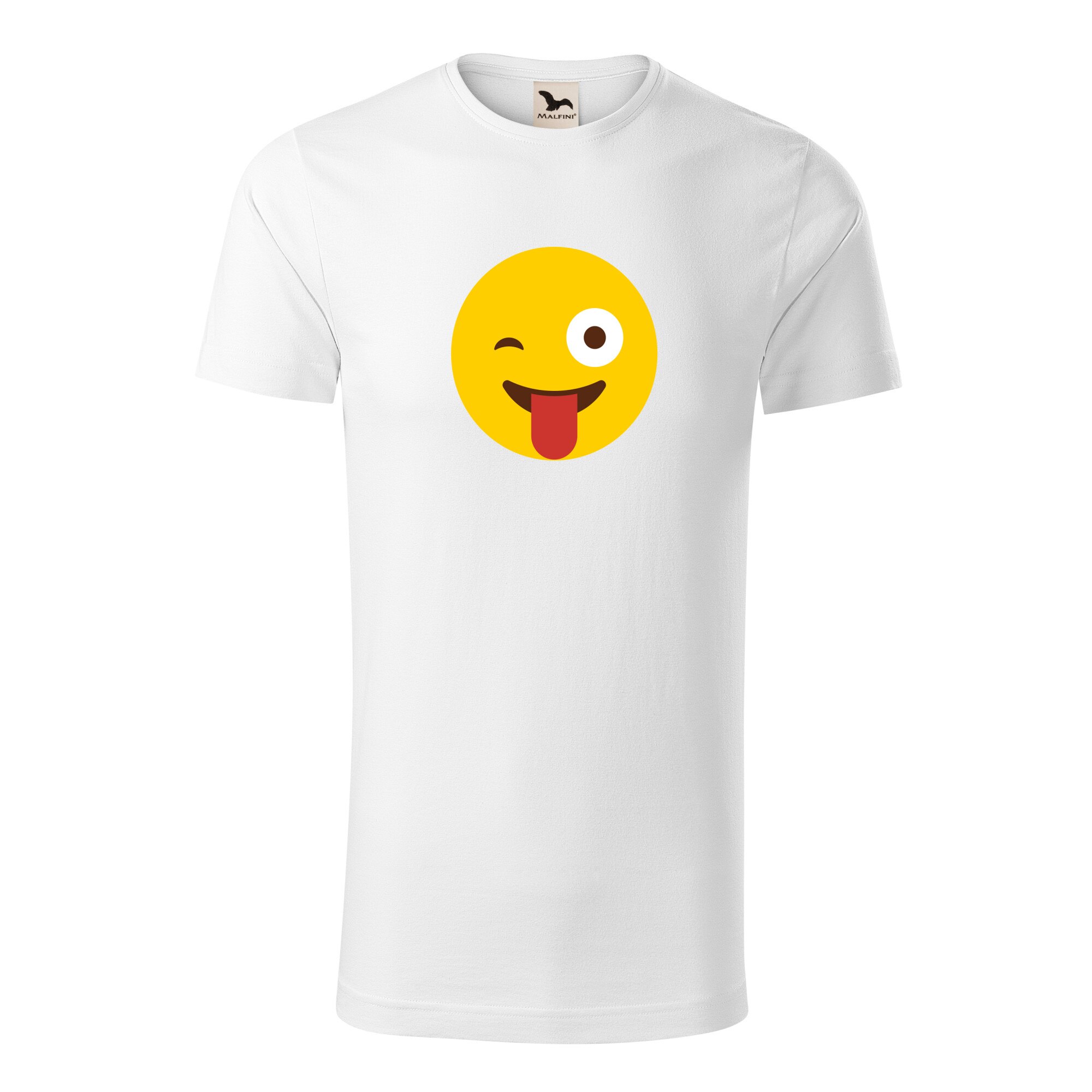 Tricou barbati clasic, Malfini, Emoji Tongue Out, Alb, S