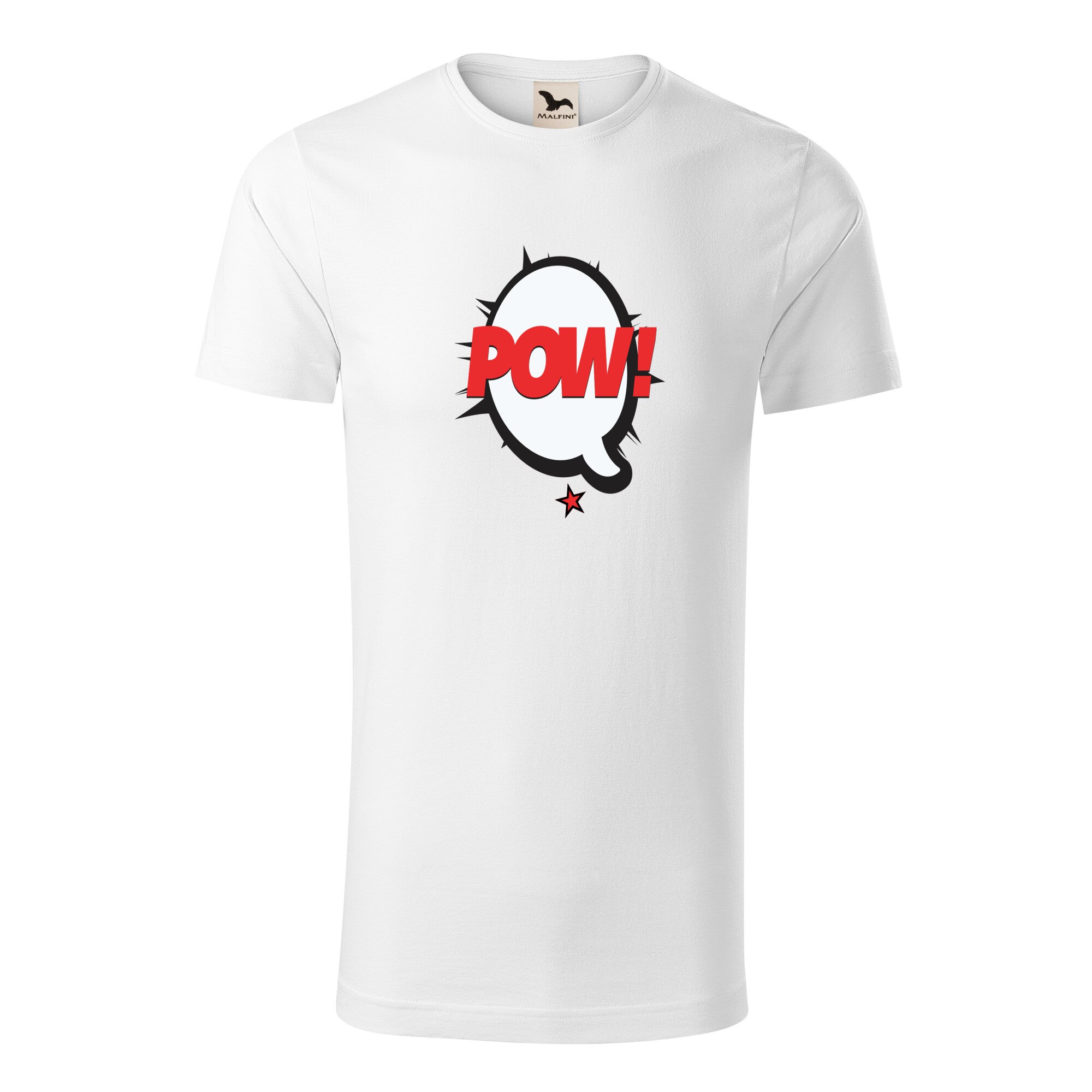 Tricou barbati clasic, Malfini, Comic Pow Red, Alb, 2XL