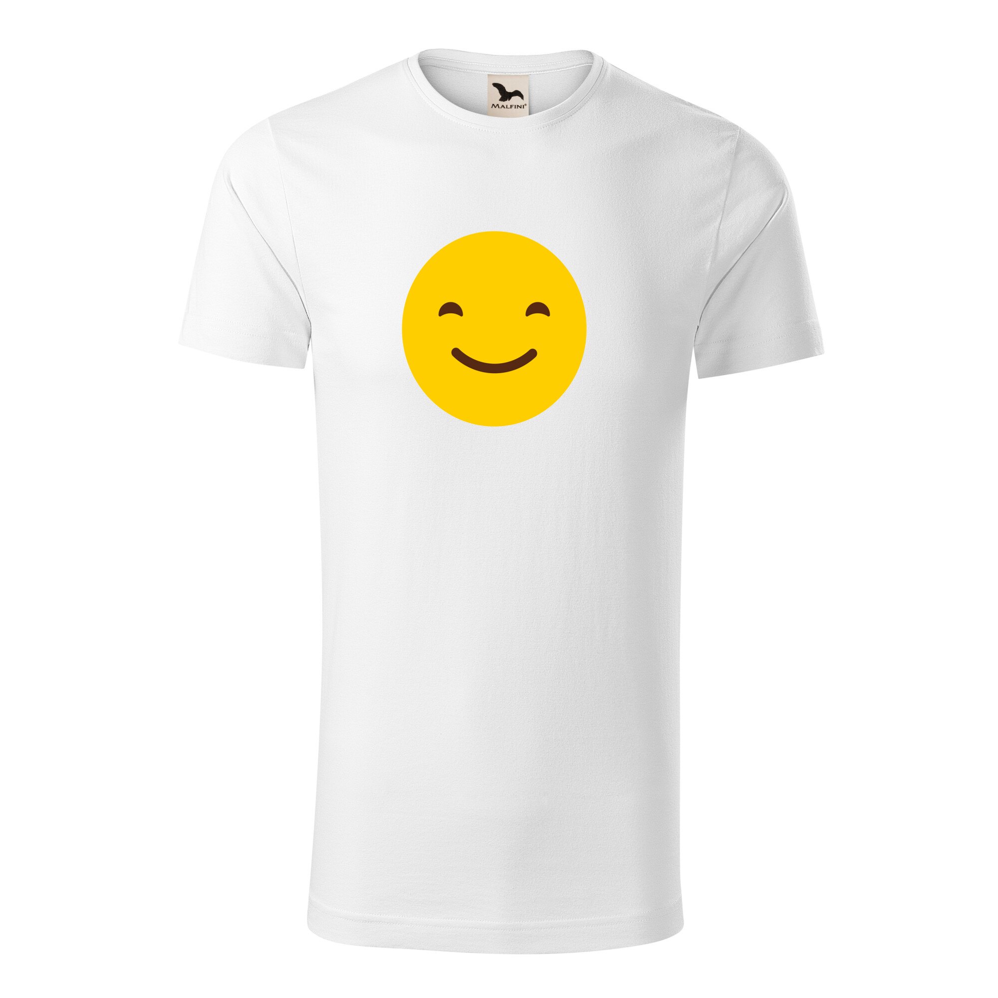Tricou barbati clasic, Malfini, Emoji Smile Mouth Closed, Alb, S