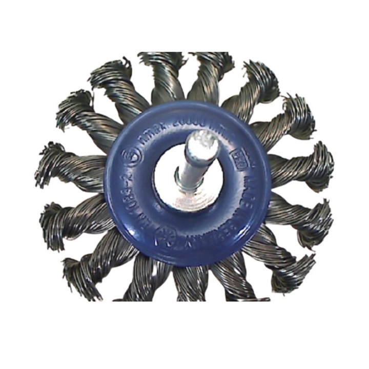 Perie sarma disc, OSBORN, Ø 75, otel carbon toronat 0.50 mm, tija 6 mm, bormasina