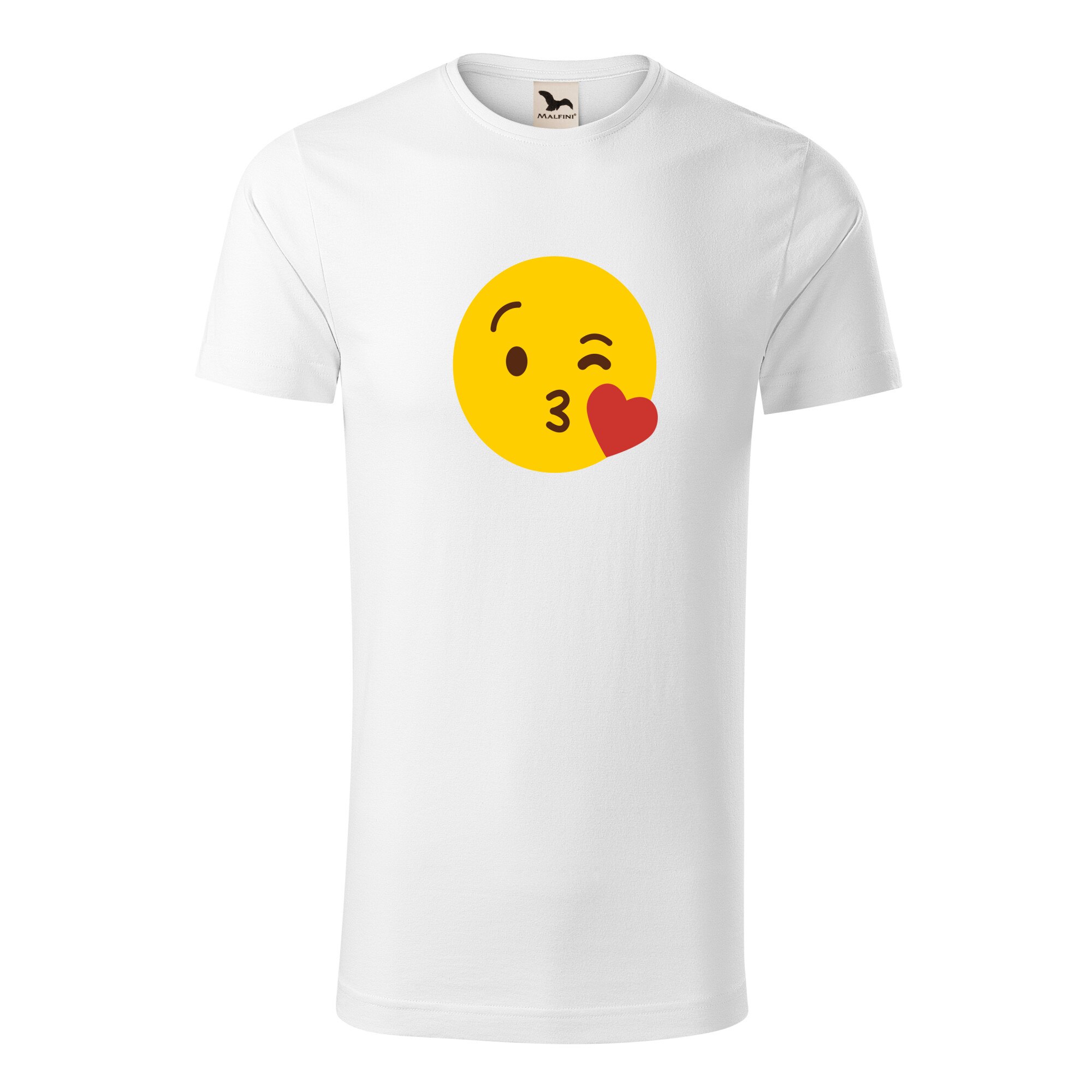 Tricou barbati clasic, Malfini, Emoji Kissing Face, Alb, S