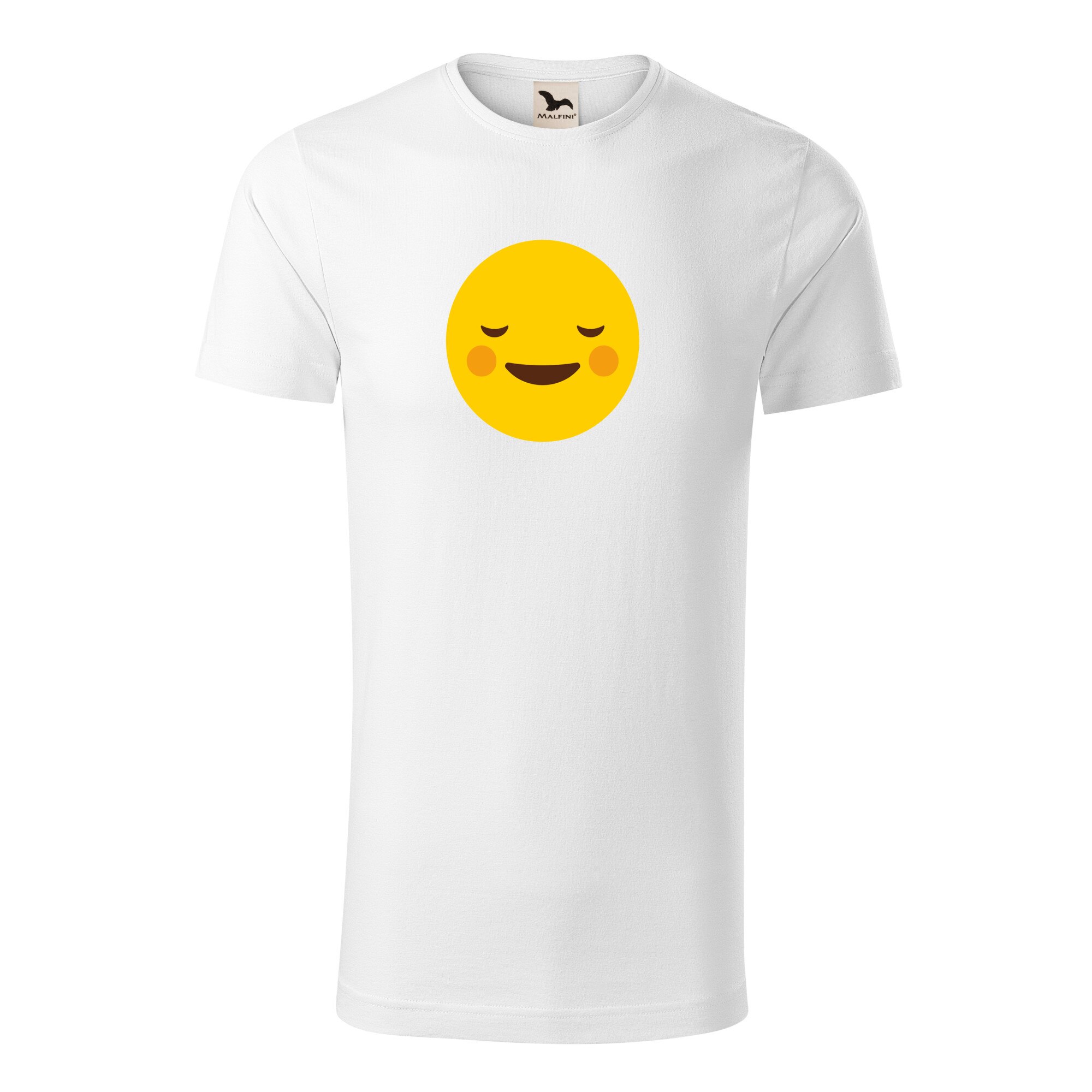 Tricou barbati clasic, Malfini, Emoji Blush Face, Alb, 2XL