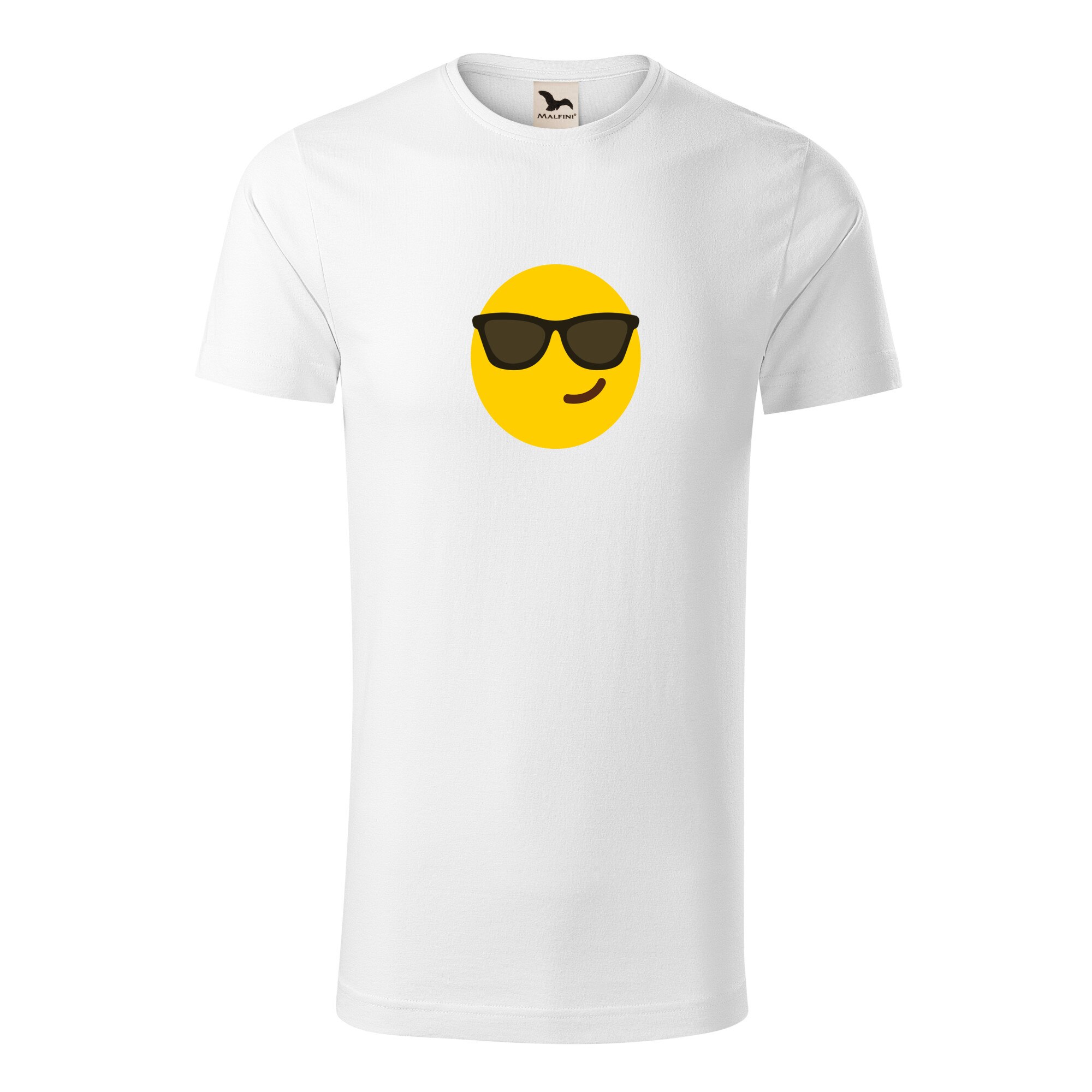 Tricou barbati clasic, Malfini, Emoji Cool Face, Alb, 2XL