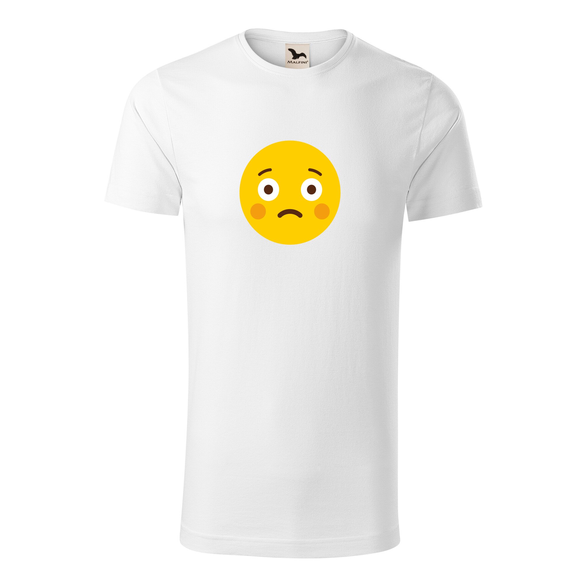Tricou barbati clasic, Malfini, Emoji Blush and Sad Face, Alb, S