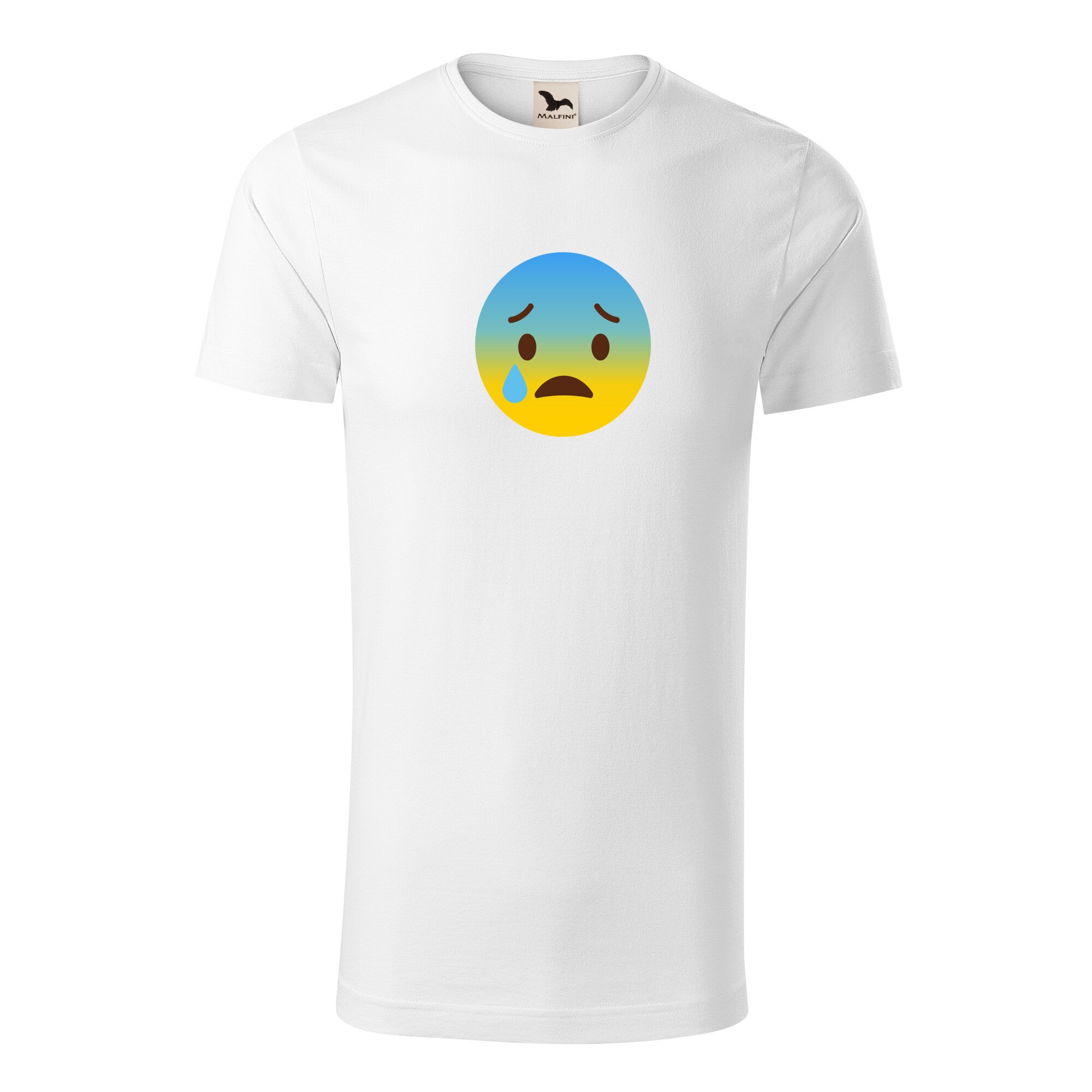Tricou barbati clasic, Malfini, Emoji Depressed with Tears Face, Alb, 2XL