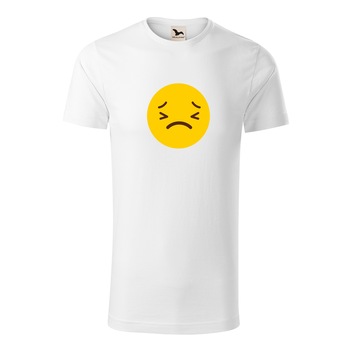 Tricou barbati clasic, Malfini, Emoji Depressed Face, Alb, 2XL Tricou barbati clasic, Malfini, Emoji Depressed Face, Alb, 2XL