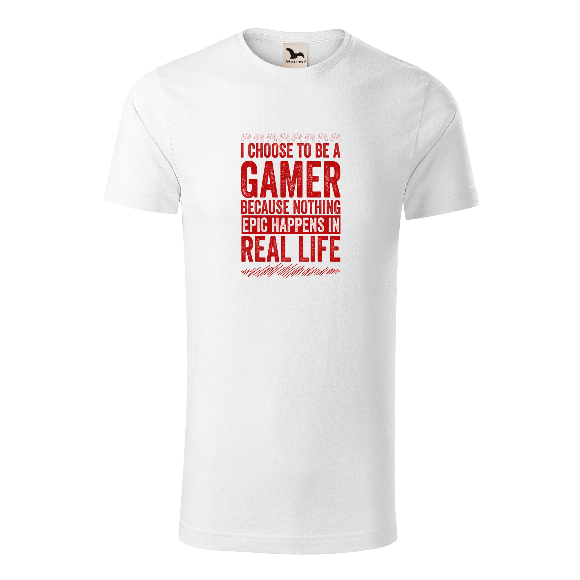 Tricou barbati clasic, Malfini, I am a gamer, Alb, S