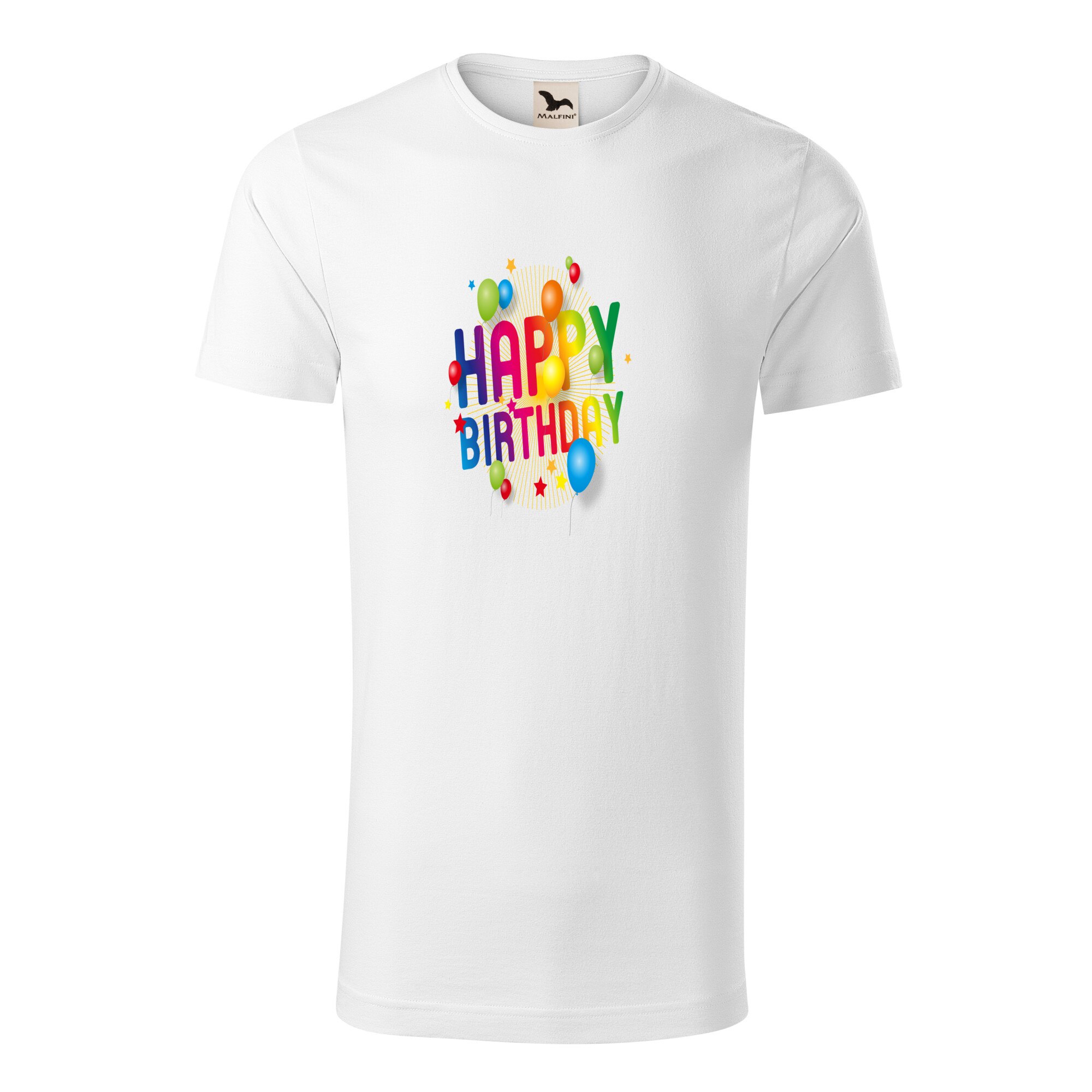 Tricou barbati clasic, Malfini, Happy Birthday, Alb, 2XL