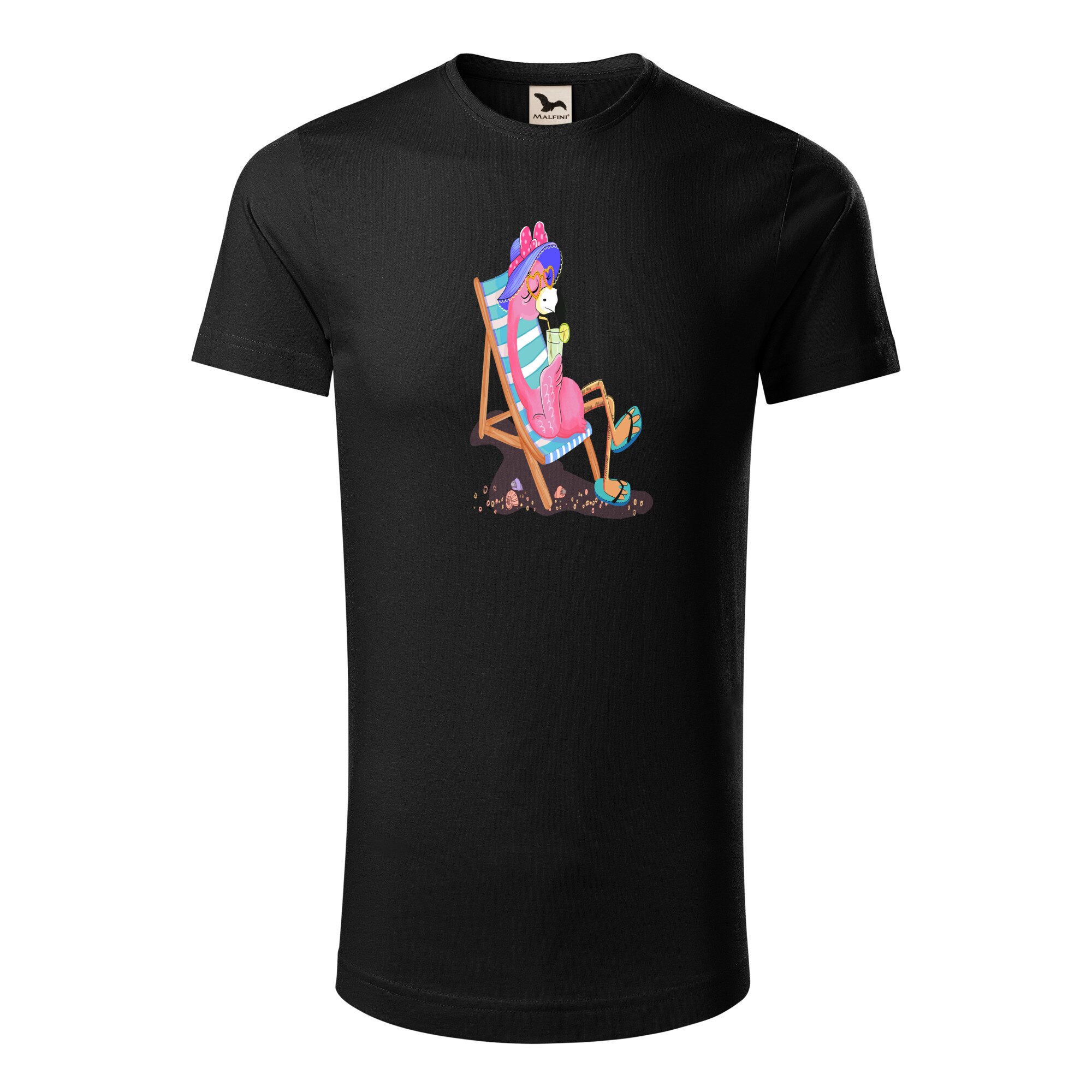 Tricou barbati clasic, Malfini, Flamingo on the beach, Negru, S