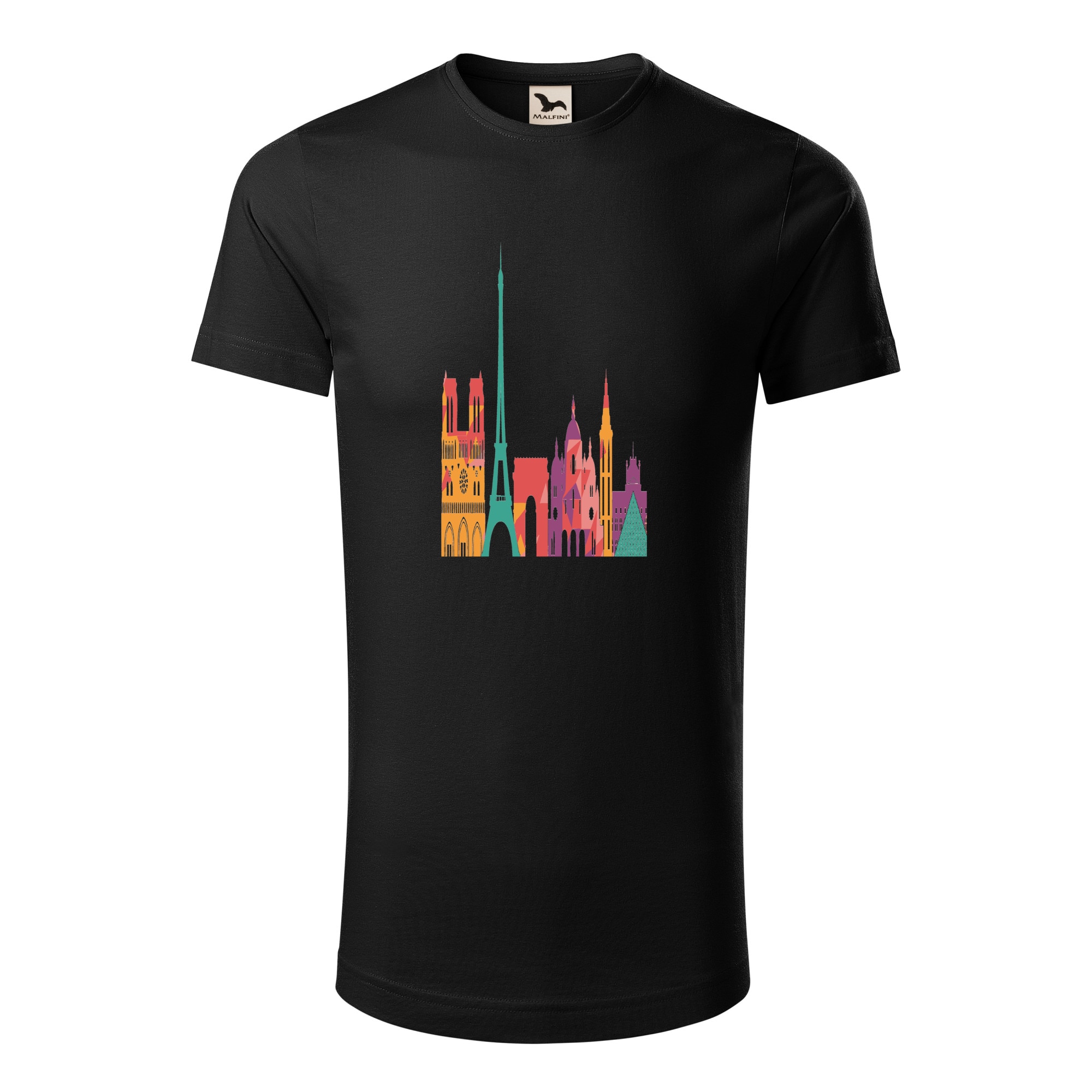 Tricou barbati clasic, Malfini, Painting in Paris, Negru, S