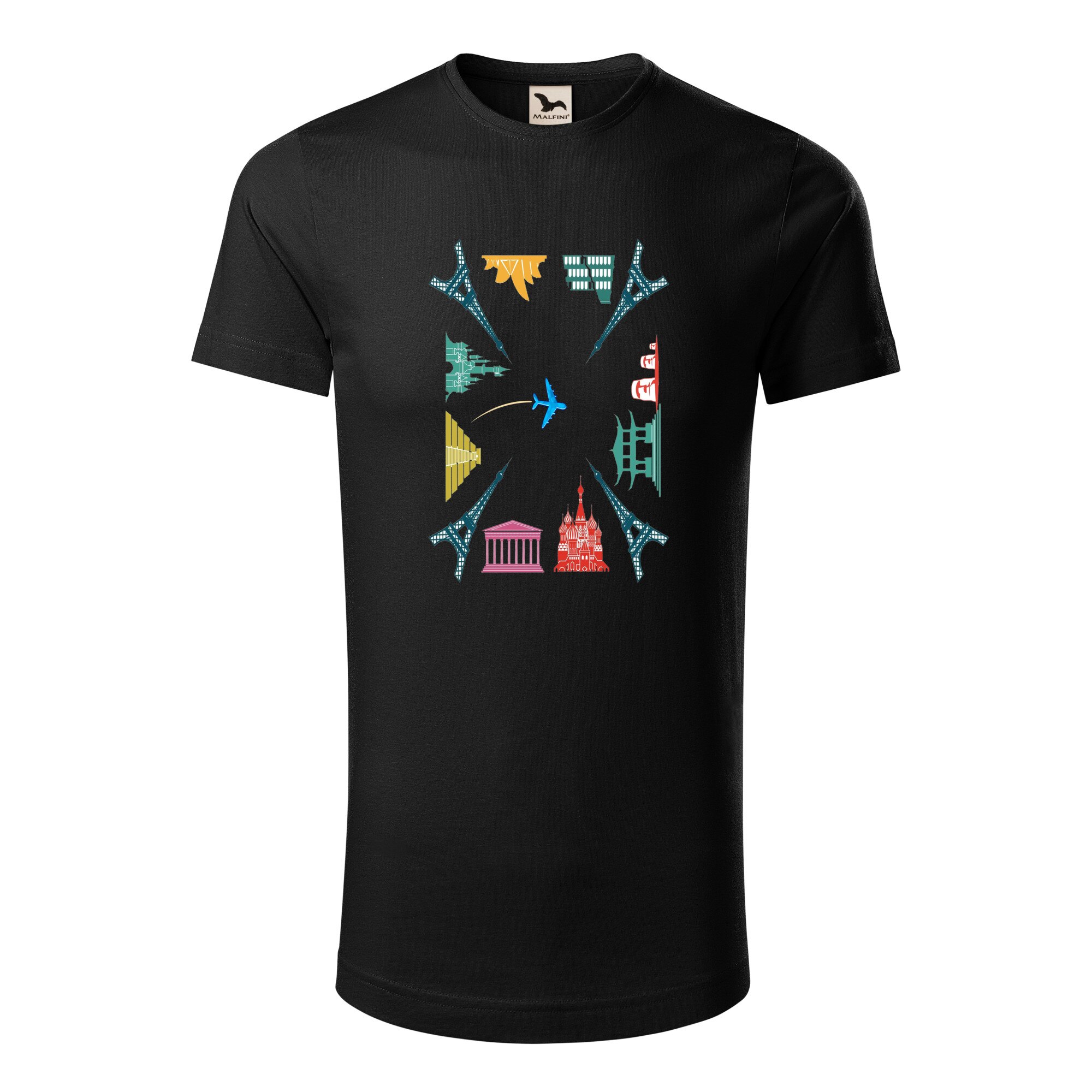 Tricou barbati clasic, Malfini, Square World, Negru, S
